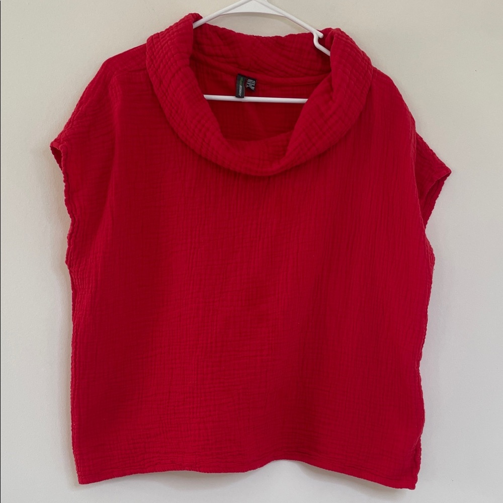 Shannon Passero Red Cowl Neck Sleeveless Top 100% Cotton